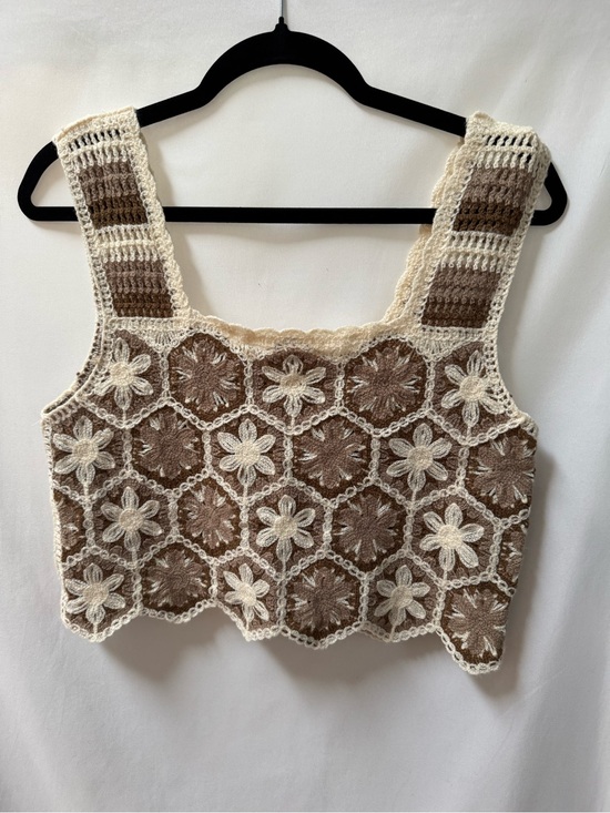 Rebellion Tops - NWT Rebellion Again Crochet Hexagon Floral Boho Crop Top Extra Small XS